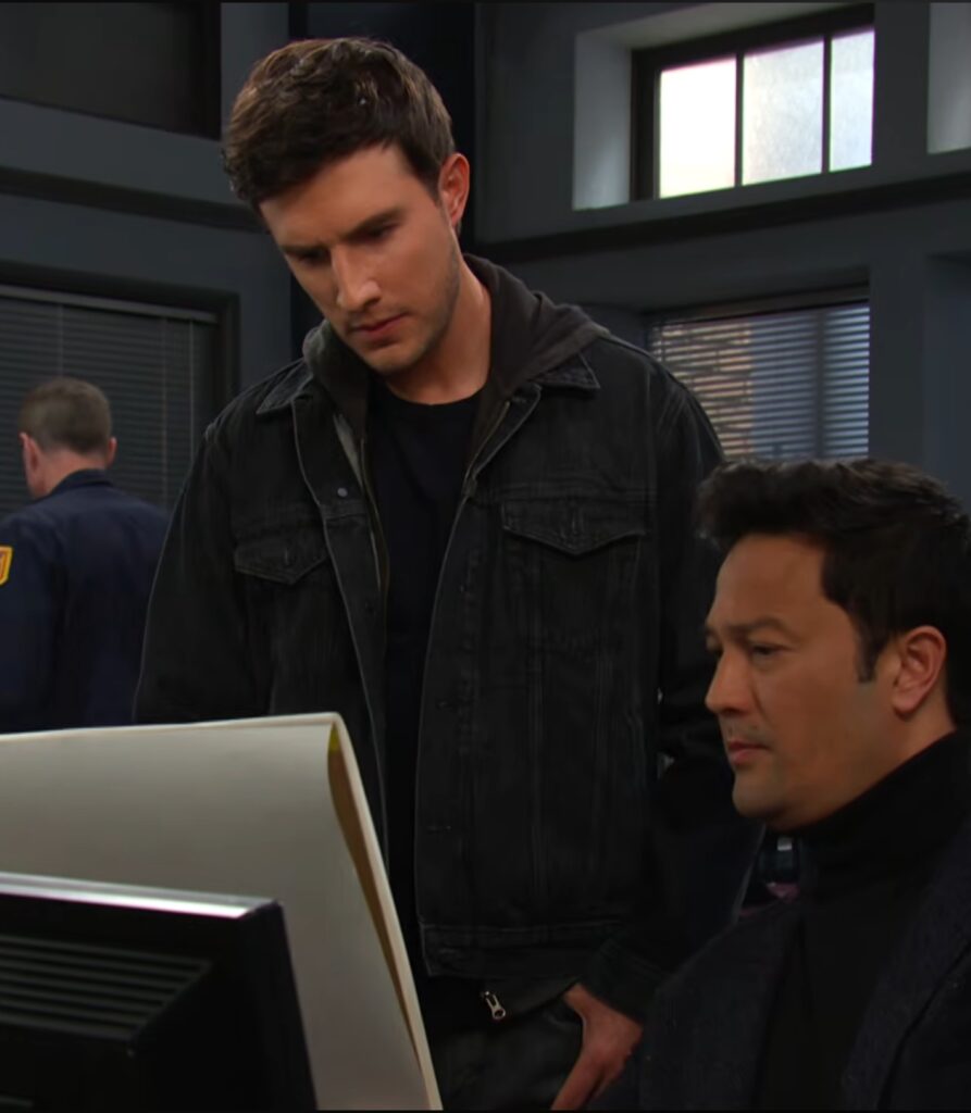 Liam gives information to a sketch artist on Days of Our Lives during the week of 2-02-26