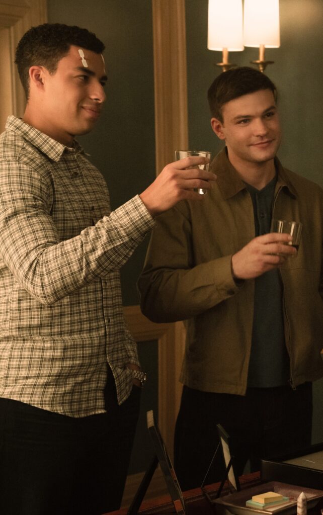 Sean and Jonah toasting after Jonah's injuries begin to heal on Boston Blue Season 2 Episode 10