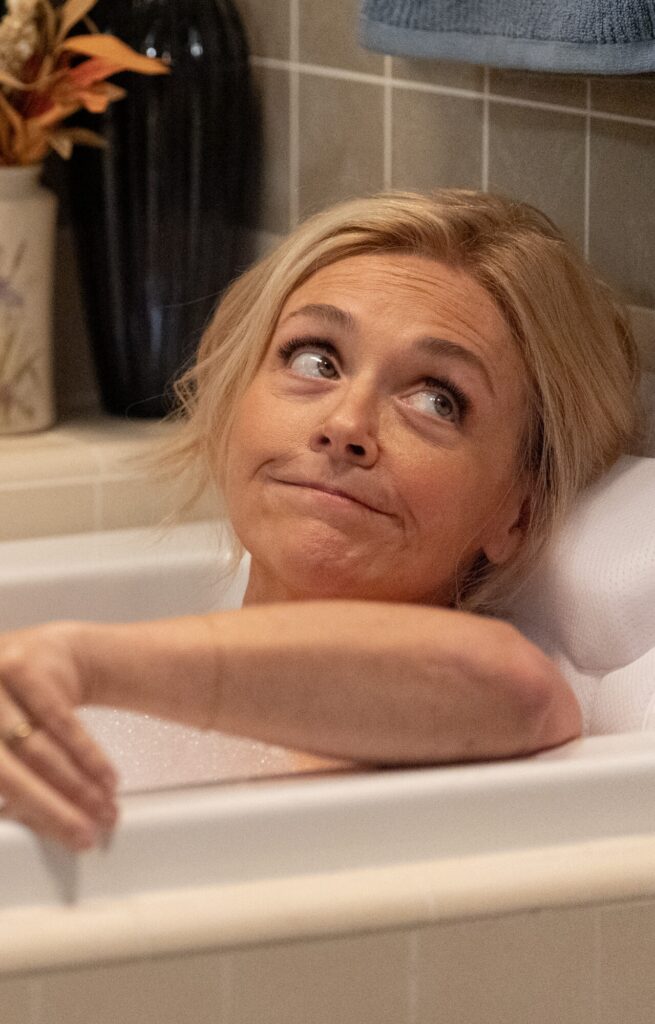 Audrey relaxes with a bath on Georgie & Mandy's First Marriage Season 2 Episode 11