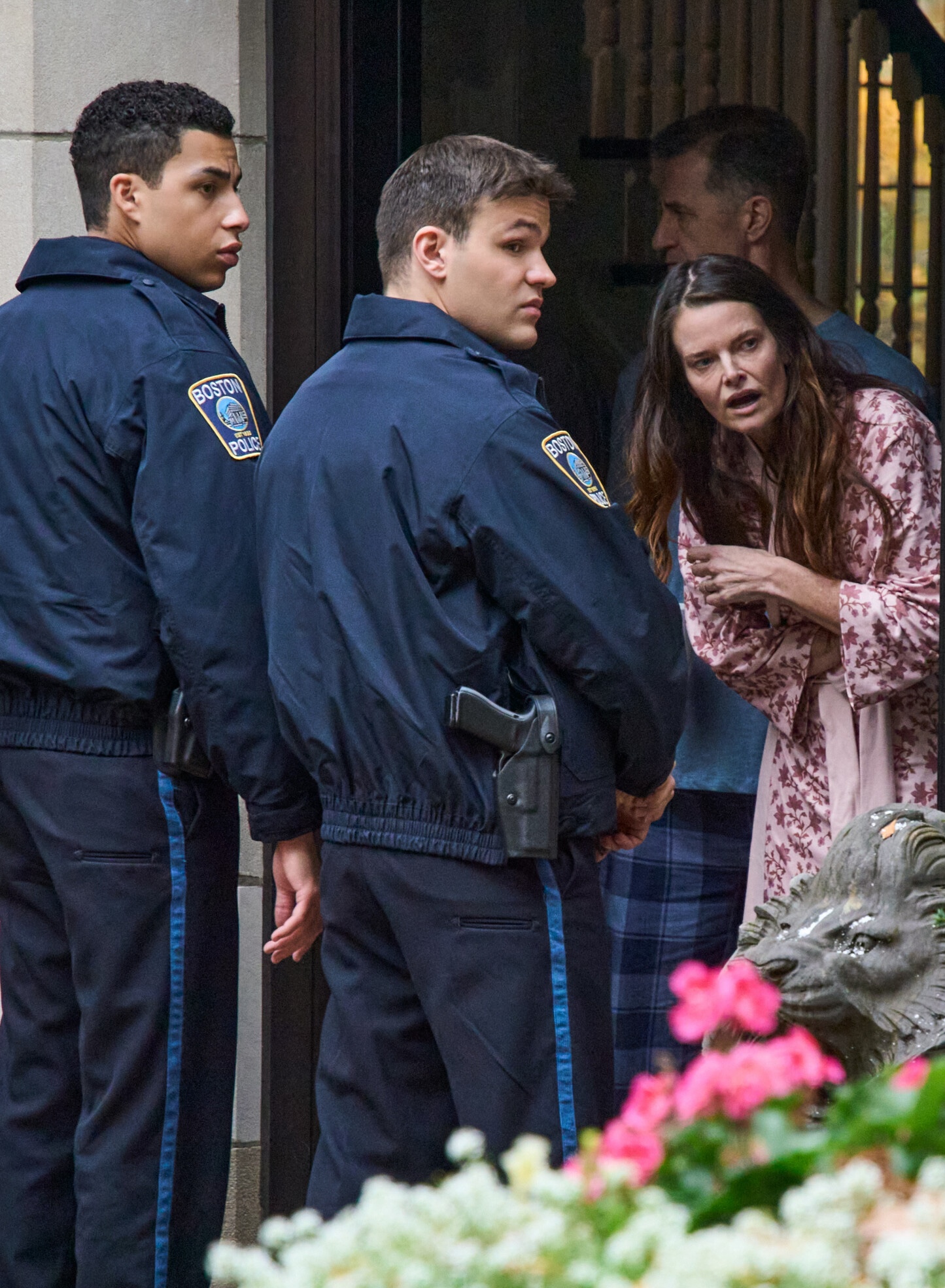 Sean and Jonah question a family about a missing car on Boston Blue Season 1 Episode 11