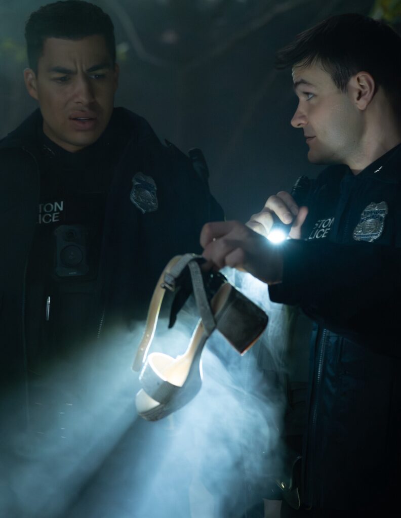 Sean and Jonah check out a creepy accident scene on Boston Blue Season 1 Episode 11