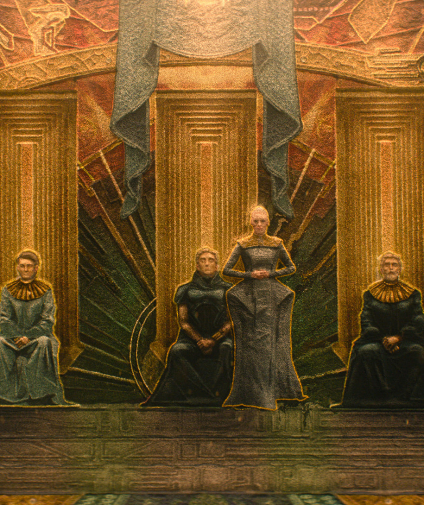 Cassian Bilton, Lee Pace, Laura Birn and Terrence Mann
